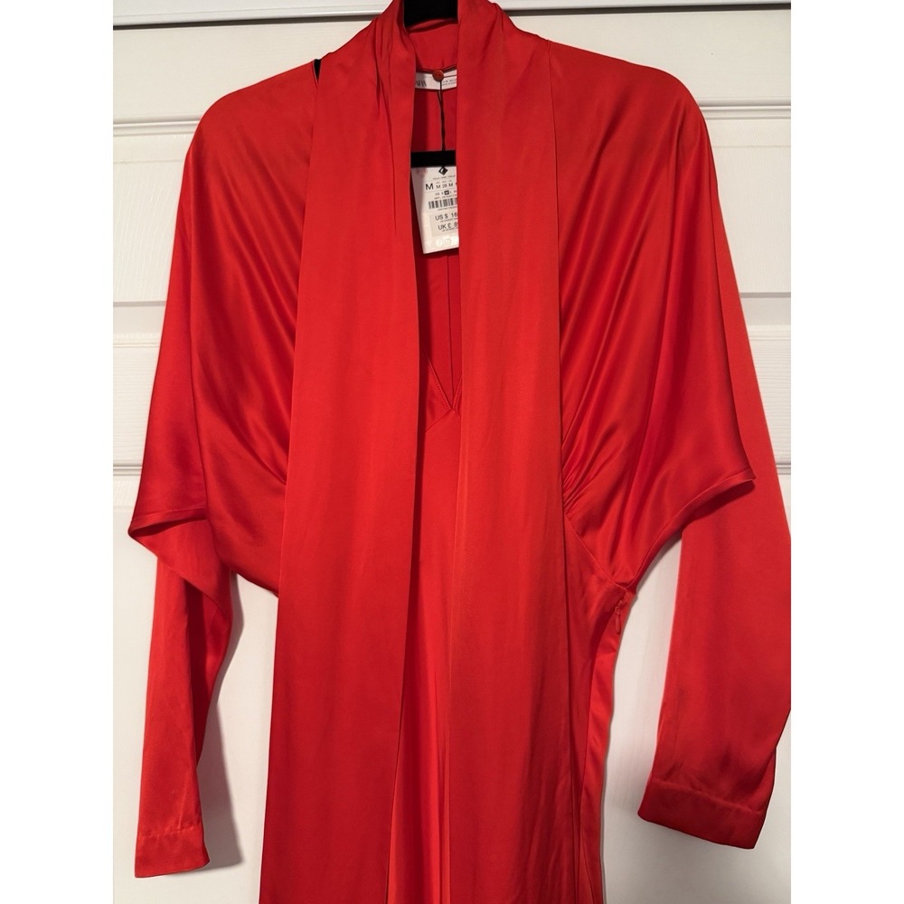 Zara Tunic Luxury Satin Gown V Neck Bat Sleeve Greci Dress ZW Lingerie Grecian